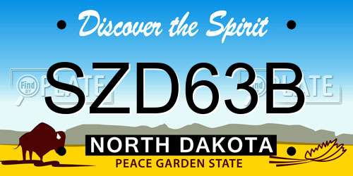 SZD63B North Dakota License Plate