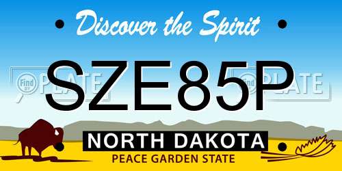 SZE85P North Dakota License Plate