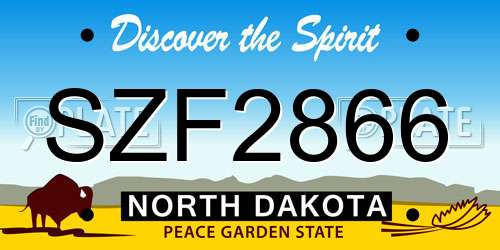 SZF2866 North Dakota License Plate