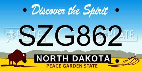 SZG862 North Dakota License Plate