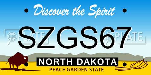 SZGS67 North Dakota License Plate