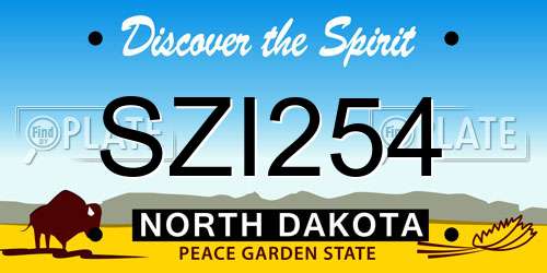 SZI254 North Dakota License Plate