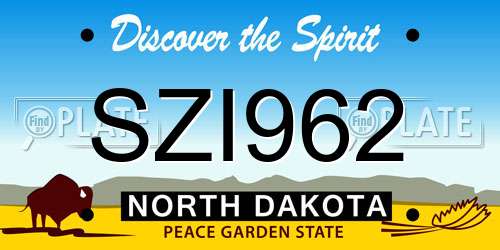 SZI962 North Dakota License Plate