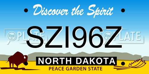 SZI96Z North Dakota License Plate