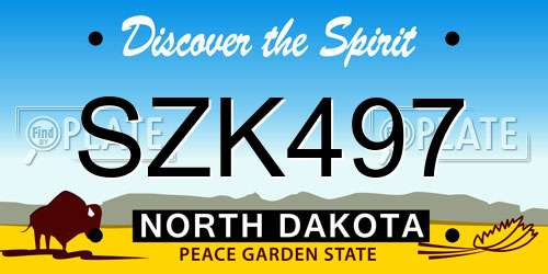 SZK497 North Dakota License Plate