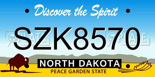 SZK8570 North Dakota License Plate