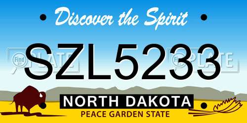 SZL5233 North Dakota License Plate