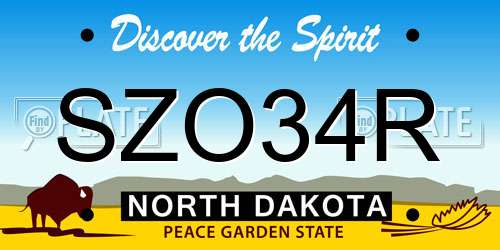 SZO34R North Dakota License Plate