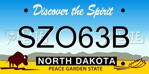 SZO63B North Dakota License Plate