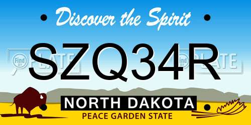 SZQ34R North Dakota License Plate