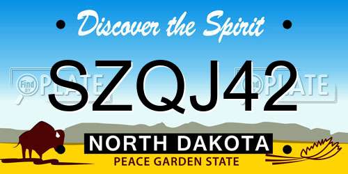SZQJ42 North Dakota License Plate