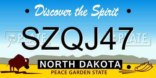 SZQJ47 North Dakota License Plate