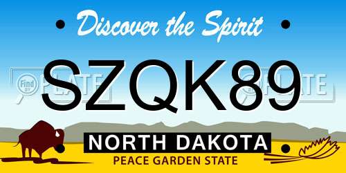 SZQK89 North Dakota License Plate
