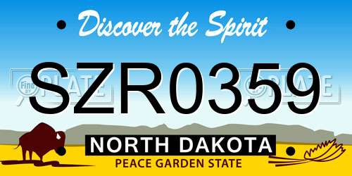 SZR0359 North Dakota License Plate
