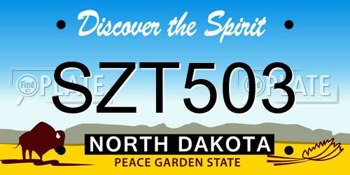 SZT503 North Dakota License Plate