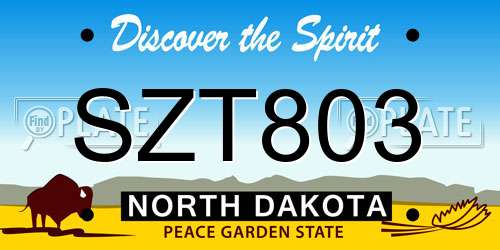 SZT803 North Dakota License Plate