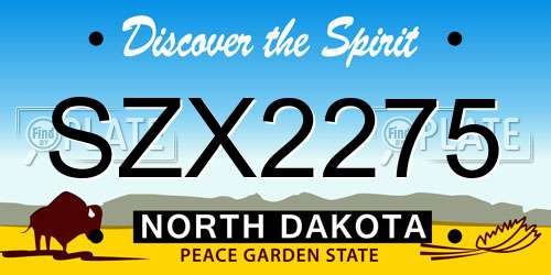 SZX2275 North Dakota License Plate