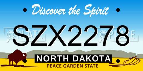 SZX2278 North Dakota License Plate