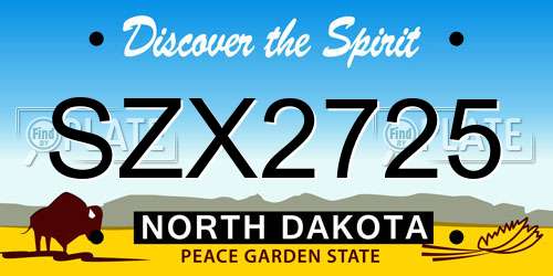 SZX2725 North Dakota License Plate