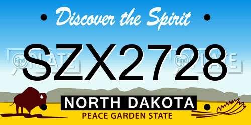 SZX2728 North Dakota License Plate