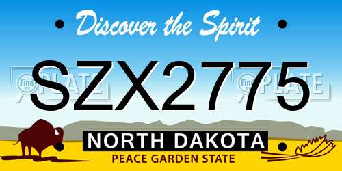 SZX2775 North Dakota License Plate
