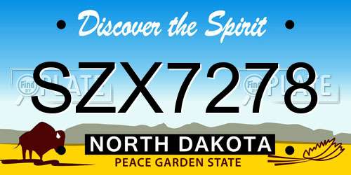 SZX7278 North Dakota License Plate