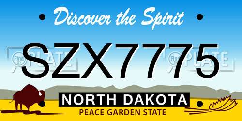 SZX7775 North Dakota License Plate