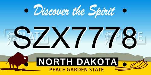 SZX7778 North Dakota License Plate