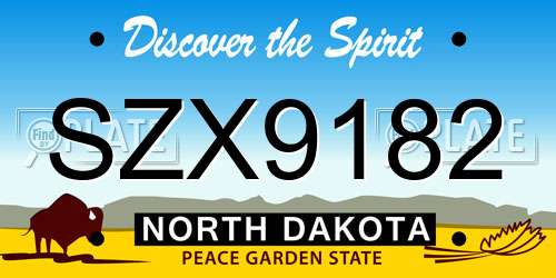 SZX9182 North Dakota License Plate