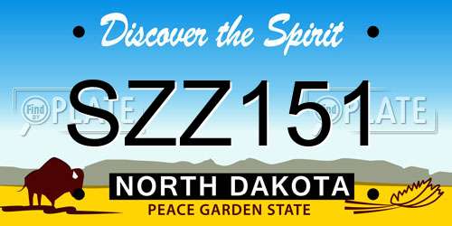 SZZ151 North Dakota License Plate
