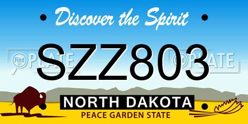SZZ803 North Dakota License Plate
