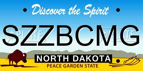 SZZBCMG North Dakota License Plate
