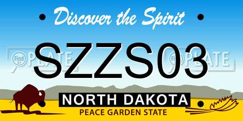SZZS03 North Dakota License Plate