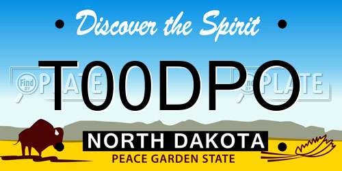 T00DPO North Dakota License Plate