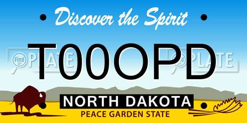 T00OPD North Dakota License Plate