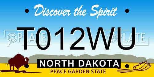 T012WU North Dakota License Plate