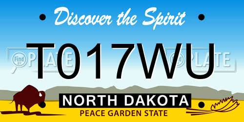 T017WU North Dakota License Plate