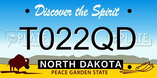 T022QD North Dakota License Plate
