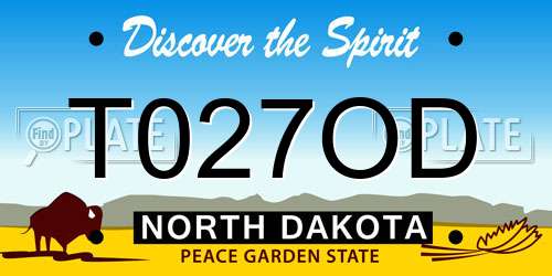 T027OD North Dakota License Plate