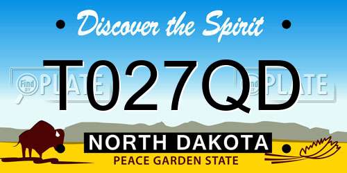 T027QD North Dakota License Plate