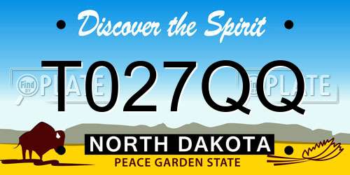 T027QQ North Dakota License Plate