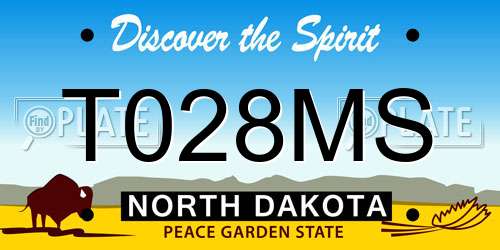 T028MS North Dakota License Plate