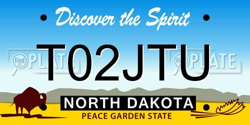 T02JTU North Dakota License Plate