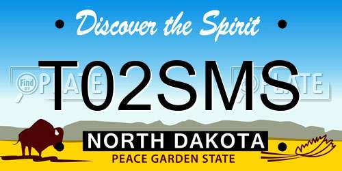 T02SMS North Dakota License Plate