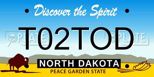 T02TOD North Dakota License Plate