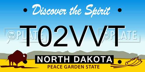 T02VVT North Dakota License Plate