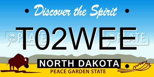 T02WEE North Dakota License Plate