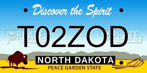T02ZOD North Dakota License Plate