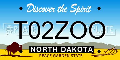 T02ZOO North Dakota License Plate