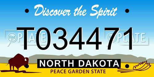 T034471 North Dakota License Plate